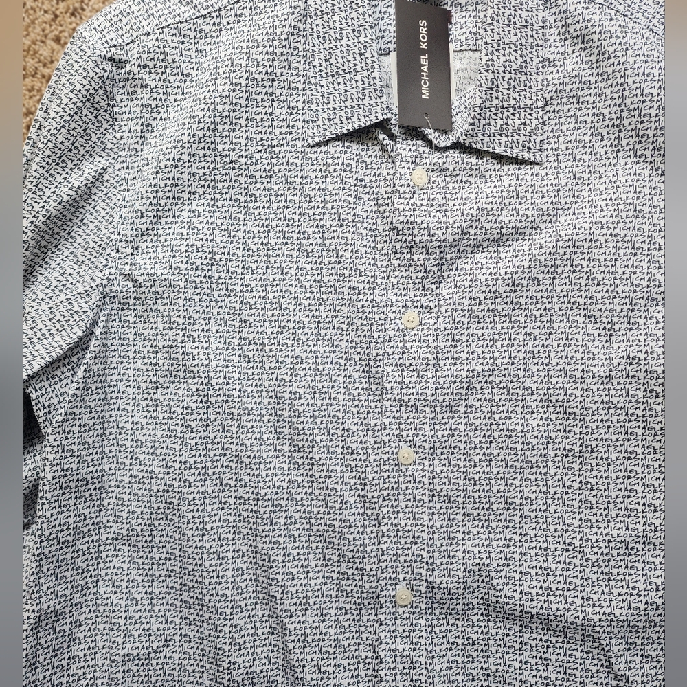 Michael Kors Black and White Logo Dress Shirt Xl New Nwt Tags - Picture 2 of 3